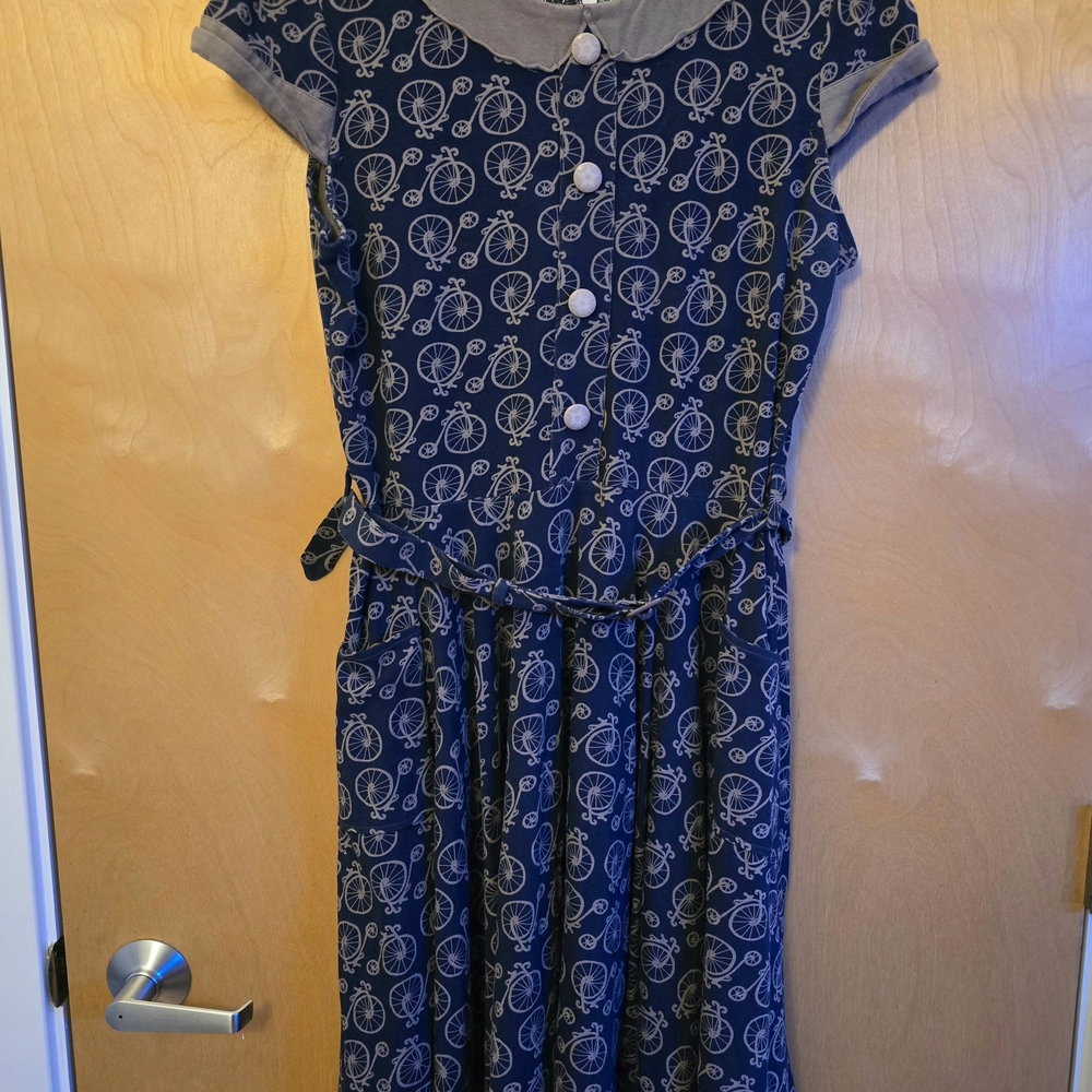 Effie's Heart Navy Dress with Bicycle Motif